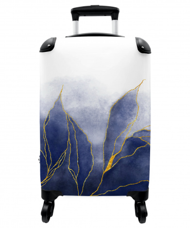 Koffer - Marmer - Blauw - Marmerlook - Goud - Textuur
