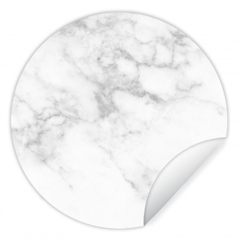 Runde Tapete - Marmor - Weiß - Grau - Luxus - Marmoroptik - Stein