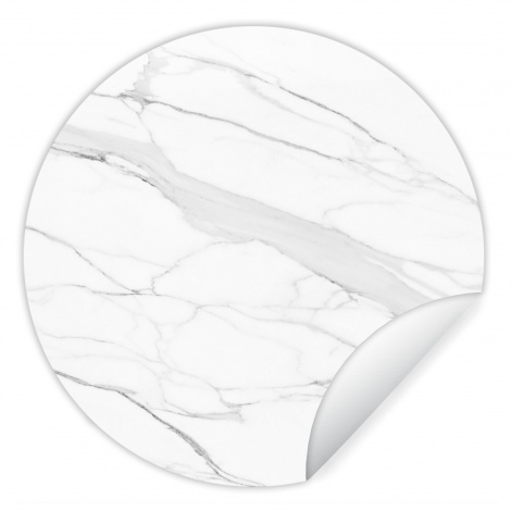 Runde Tapete - Marmor - Weiß - Linie - Muster - Luxus - Marmoroptik