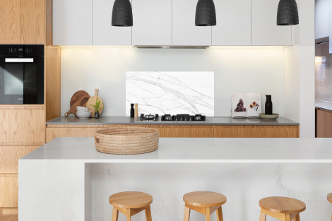 Spritzschutz Küche - Marmor - Weiß - Linie - Muster - Luxus - Marmoroptik-3