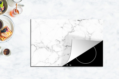 Herdabdeckplatte - Marmor - Weiß - Grau - Luxus - Marmoroptik - Strukturiert-thumbnail-4