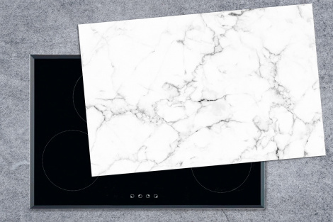 Herdabdeckplatte - Marmor - Weiß - Grau - Luxus - Marmoroptik - Strukturiert-thumbnail-1