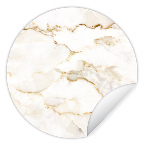 Runde Tapete - Marmor - Limette - Gold - Luxus - Marmoroptik - Weiß-1