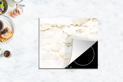 Herdabdeckplatte - Marmor - Limette - Gold - Luxus - Marmoroptik - Weiß-thumbnail-4
