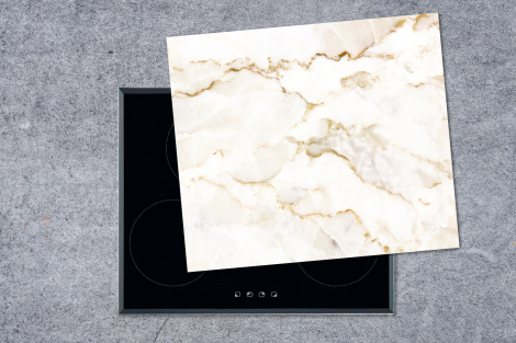 Herdabdeckplatte - Marmor - Limette - Gold - Luxus - Marmoroptik - Weiß-thumbnail-1