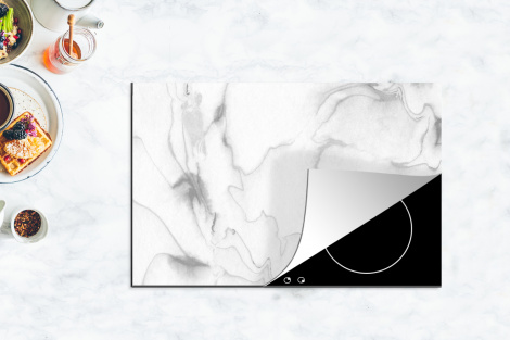 Herdabdeckplatte - Marmor - Grau - Weiß - Abstrakt - Marmoroptik-4