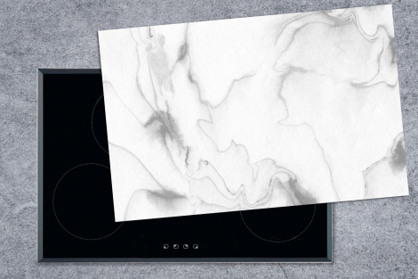 Herdabdeckplatte - Marmor - Grau - Weiß - Abstrakt - Marmoroptik-thumbnail-1