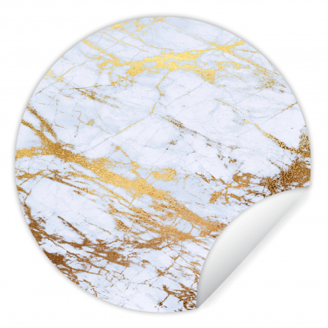 Runde Tapete - Marmor - Gold - Weiß - Luxe - Marmoroptik - Glitzer