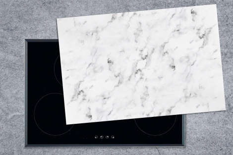 Herdabdeckplatte - Marmor - Luxus - Weiß - Grau - Marmoroptik