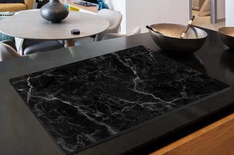 Inductiebeschermer - Marmer - Zwart - Wit - Textuur - Marmerlook-2