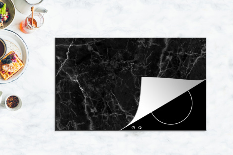 Inductiebeschermer - Marmer - Zwart - Wit - Textuur - Marmerlook-4