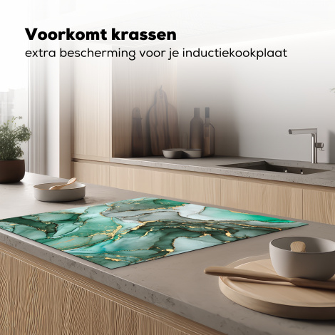 Inductiebeschermer - Goud - Marmer - Groen - Luxe - Marmerlook - Grijs-4