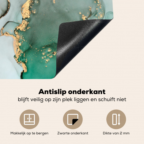 Inductiebeschermer - Goud - Marmer - Groen - Luxe - Marmerlook - Grijs-3