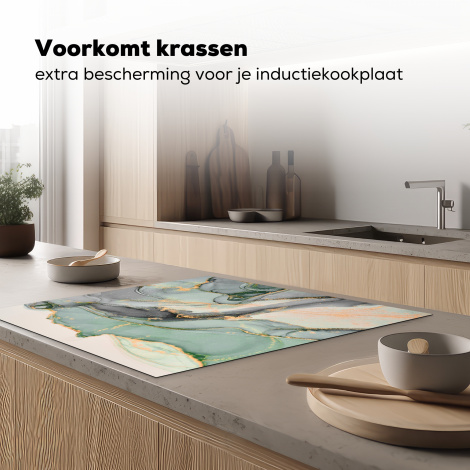 Inductiebeschermer - Goud - Marmer - Groen - luxe - Glitter - Marmerlook-4