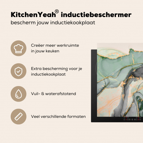 Inductiebeschermer - Goud - Marmer - Groen - luxe - Glitter - Marmerlook-2