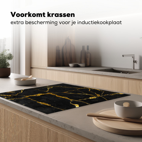 Inductiebeschermer - Marmer - Goud - Zwart - Marmerlook - Glitter-4
