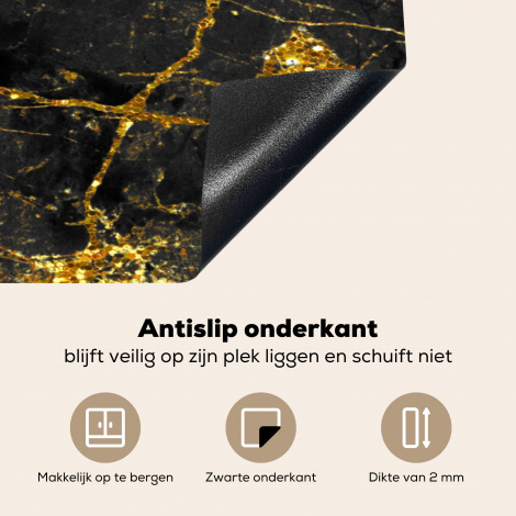 Inductiebeschermer - Marmer - Goud - Zwart - Marmerlook - Luxe - Glitter-3