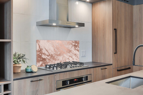 Spatscherm keuken - Marmer - Roze - Luxe - Marmerlook - Glitter - Design-2