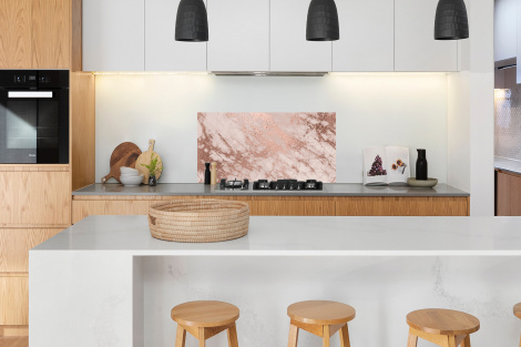 Spatscherm keuken - Marmer - Roze - Luxe - Marmerlook - Glitter - Design-3