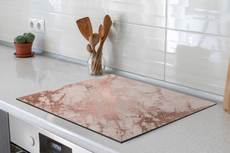 Inductiebeschermer - Marmer - Roze - Luxe - Marmerlook - Glitter - Design-3