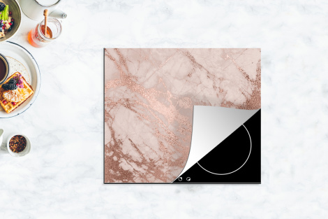 Inductiebeschermer - Marmer - Roze - Luxe - Marmerlook - Glitter - Design-4