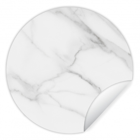 Runde Tapete - Marmor - Strukturiert - Weiß - Grau - Stein - Marmoroptik-thumbnail-1
