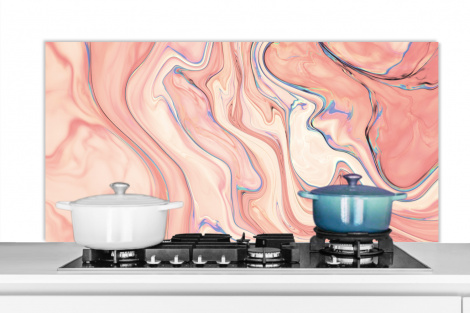 Spritzschutz Küche - Marmor - Pastell - Rosa - Blau - Marmoroptik - Abstrakt-thumbnail-1