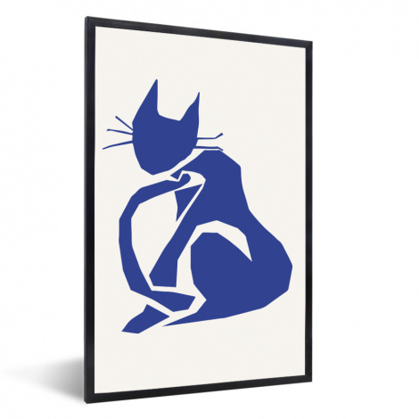 Poster mit Rahmen - Kat - Huisdieren - Blauw - Matisse - Vertikal-1