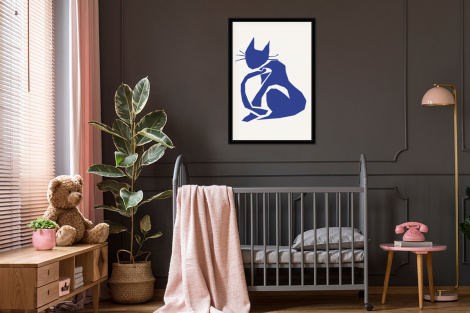 Poster mit Rahmen - Kat - Huisdieren - Blauw - Matisse - Vertikal-thumbnail-3