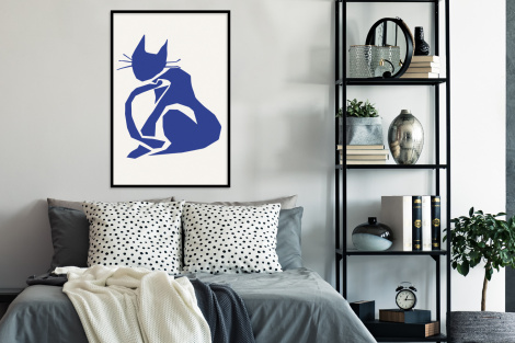 Poster met lijst - Kat - Huisdieren - Blauw - Matisse - Staand-4