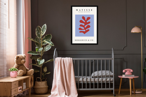 Poster mit Rahmen - Matisse - Blad - Rood - Blauw - Abstract - Vertikal-3