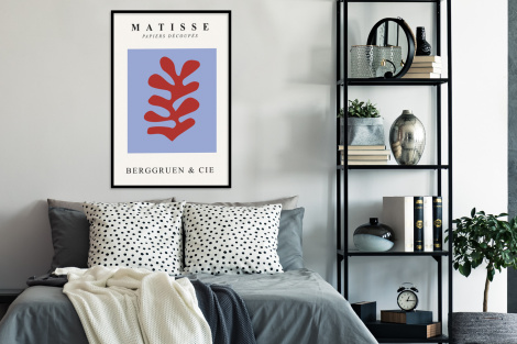 Poster mit Rahmen - Matisse - Blad - Rood - Blauw - Abstract - Vertikal-4