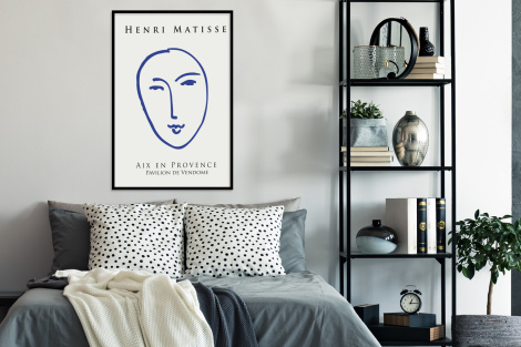 Poster met lijst - Henri Matisse - Hoofd - Vrouw - Blauw - Abstract - Staand-4