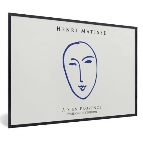 Poster met lijst - Henri Matisse - Hoofd - Vrouw - Blauw - Abstract - Liggend