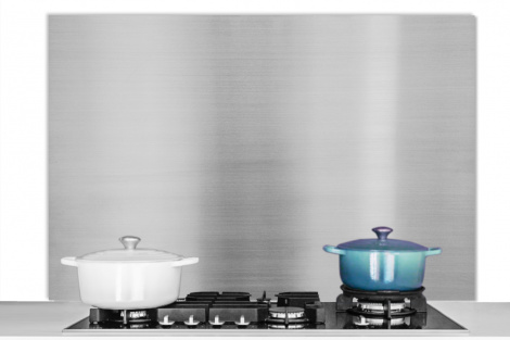 Spatscherm keuken - Metaal print - Zilver - Lijn-thumbnail-1