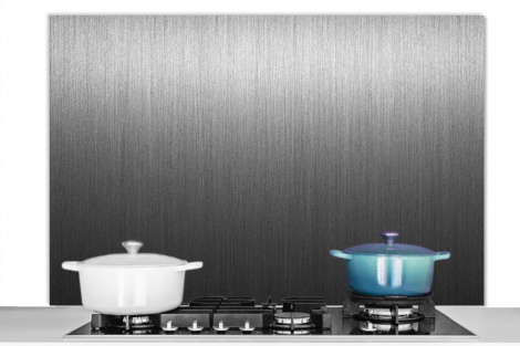 Spatscherm keuken - Metaal print - Grijs - Lijn-1