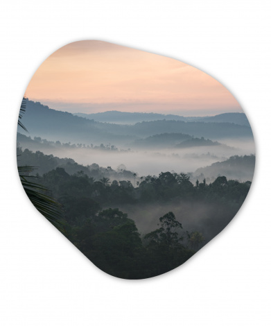 Organisches wandbild - Wald - Sonne - Nebel-thumbnail-1