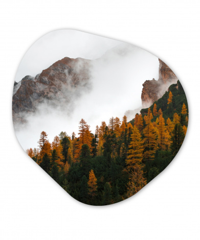 Organisches wandbild - Berg - Nebel - Wald-1