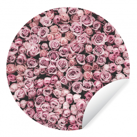 Runde Tapete - Blumen - Rosen - Natur - Rosa - Botanisch-1