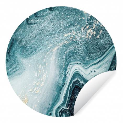 Behangcirkel - Edelstenen - Blauw - Natuur - Marmer - Abstract