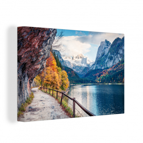 Canvas schilderij - Bergen - Meer - Pad - Natuur