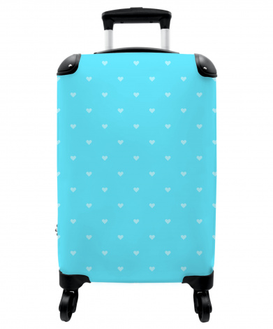 Koffer - Hartjes - Blauw - Patronen