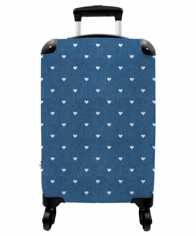 Koffer - Hartjes - Patronen - Blauw - Wit