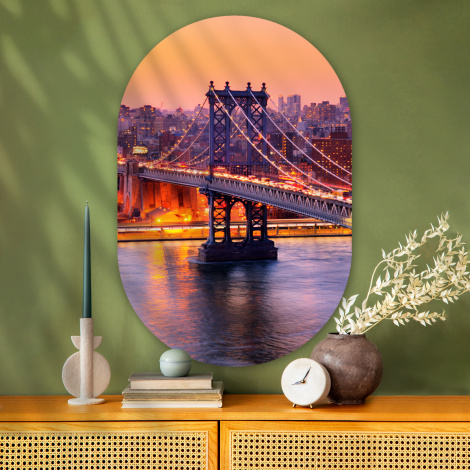 Muurovaal - New York - Brooklyn Bridge - Roze-2