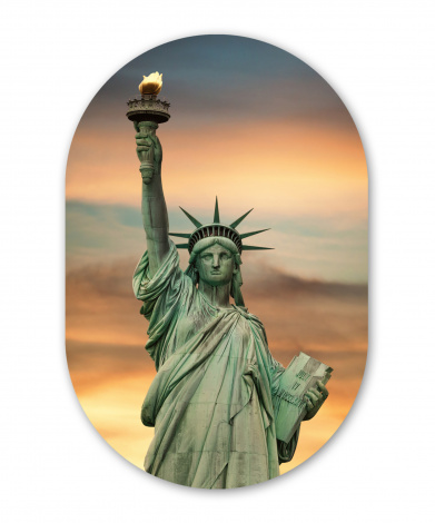 Muurovaal - New York - Vrijheidsbeeld - Zonsondergang-thumbnail-1