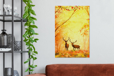 Leinwand - Gemälde - Ölfarbe - Hirsch - Tiere - Herbst-2