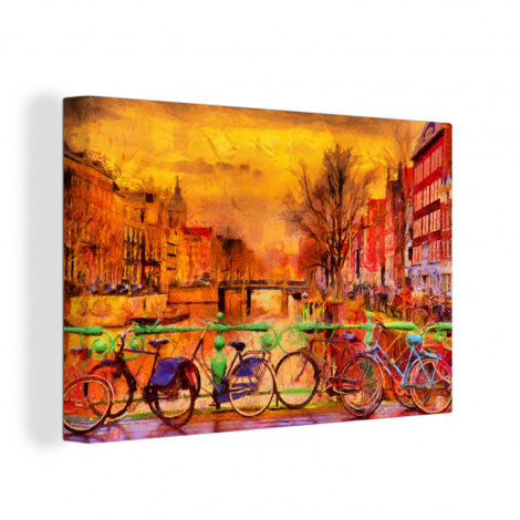 Leinwand - Gemälde - Fahrrad - Amsterdam - Gracht - Öl-thumbnail-1