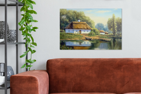 Canvas schilderij - Schilderij - Huis - Natuur - Water - Olieverf-thumbnail-2