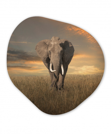 Organisch schilderij - Grazende olifant