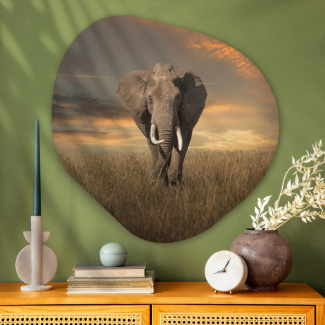 Organisch schilderij - Grazende olifant-thumbnail-3